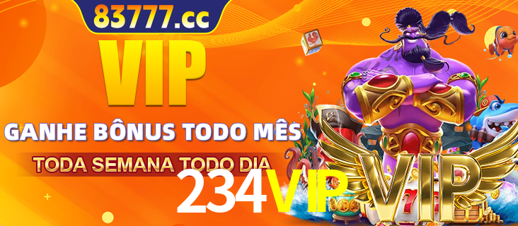 Banner promocional do 234VIP oferecendo 100% de recompensas adicionais contínuas para quem fizer o login diário (Daily sign-in), com um mascote de coelho.