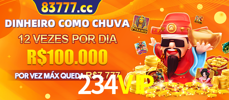Banner do programa de recompensas Recomende para amigos do 234VIP, detalhando os bônus por convidar amigos, com prêmios que chegam a R$288.888.