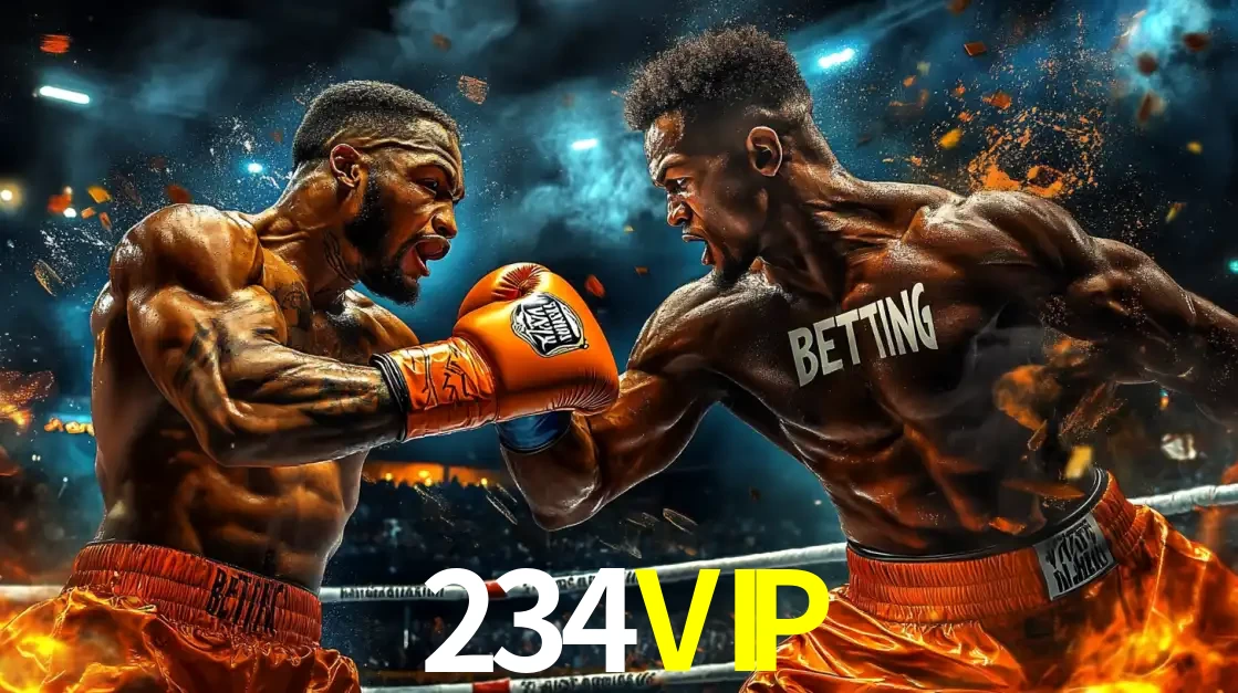 Dois boxeadores em uma luta intensa e explosiva, representando a adrenalina e as oportunidades de apostas em esportes de combate disponíveis na plataforma 234VIP.