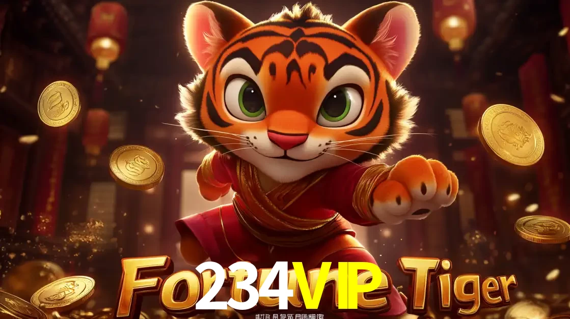 O carismático mascote do jogo de slot Fortune Tiger, um tigre fofo em pose de artes marciais, pronto para trazer sorte e multiplicadores de ganhos no cassino online 234VIP.