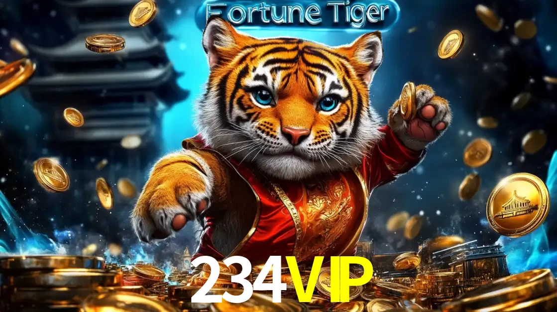 Imagem promocional do jogo de slot Fortune Tiger, com um tigre majestoso em traje tradicional cercado por uma fortuna em moedas de ouro, disponível agora no cassino 234VIP.